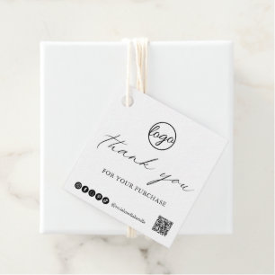 Étiquettes Cadeau Chic Calligraphie Élégant Logo Merci Business