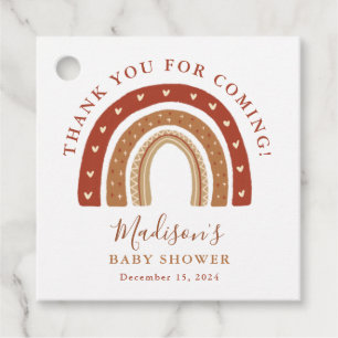 Étiquettes Cadeau Chic en terre cuite Boho Rainbow Baby shower Merci