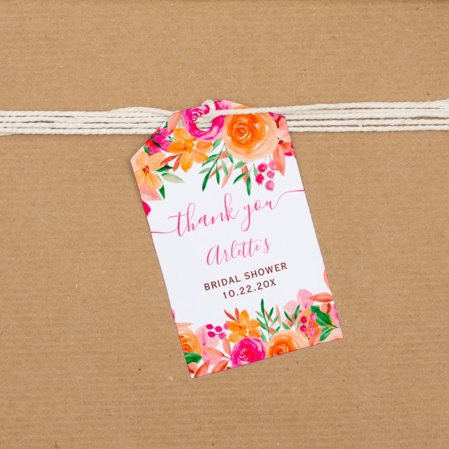 Étiquettes-cadeau Chic et audacieux floral à l'aquarelle pour une ba (Chic Bold fall floral watercolor bridal shower Gift Tags)