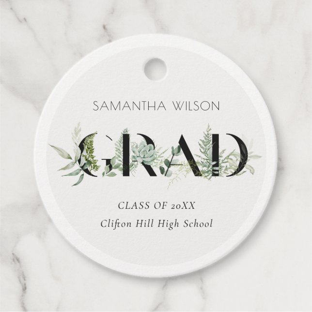 Étiquettes Cadeau Chic Ferne à feuilles Succulent de feuillage vert  (Devant)