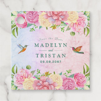 Étiquettes Cadeau Chic Floral Aquarelle Rose et Vert