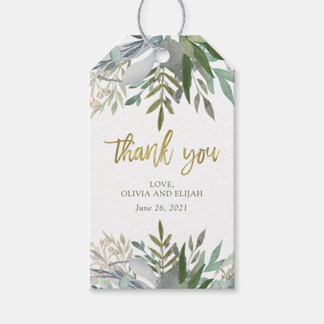Étiquettes-cadeau Chic Foliage | MERCI MARIAGE (Devant)
