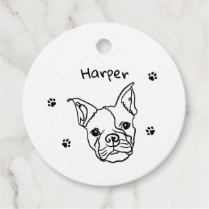 Étiquettes Cadeau Chic French Bulldog Line Art : Modifier votre text
