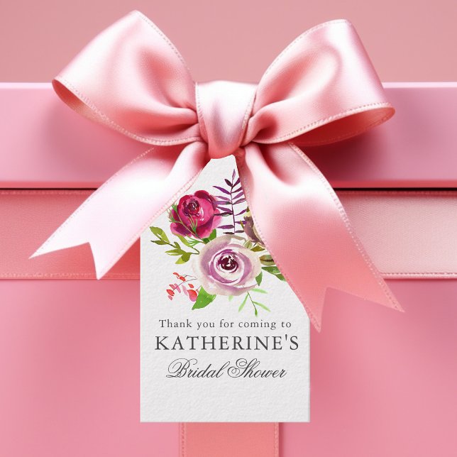 Étiquettes-cadeau Chic Fuchsia Rose Floral Fête des mariées personna (Créateur téléchargé)