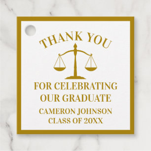 Étiquettes Cadeau Chic Gold Law School Graduation Party