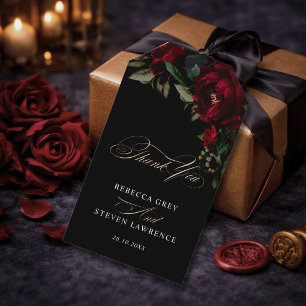 Étiquettes-cadeau Chic gothique vert rouge rouge moody mariage