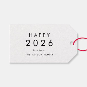 Étiquettes-cadeau Chic Happy 2025 Nouvel An Famille Fêtes Tags cadea