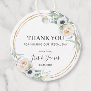 Étiquettes Cadeau Chic ivoire Floral Peony Merci Mariage