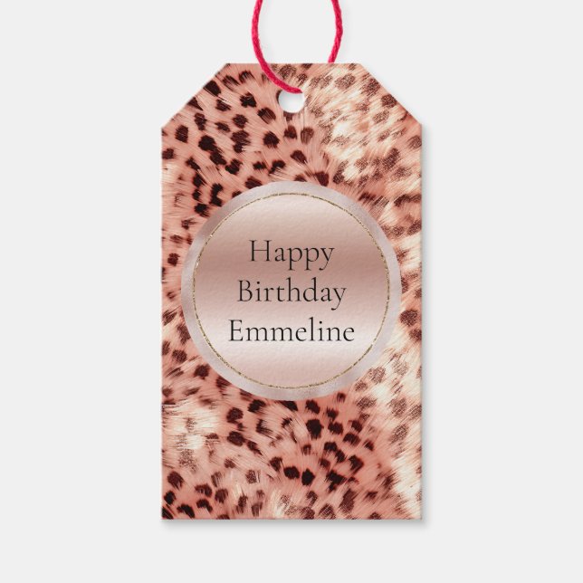 Étiquettes-cadeau Chic Joli Rose Gold Leopard (Devant)