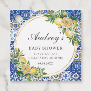 Étiquettes Cadeau Chic Lemon Floral Baby shower Merci