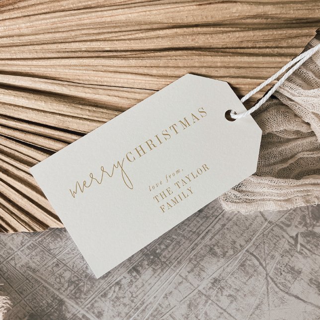 Étiquettes-cadeau Chic moderne | Gold Joyeux Noël Famille Vacances (Créateur téléchargé)