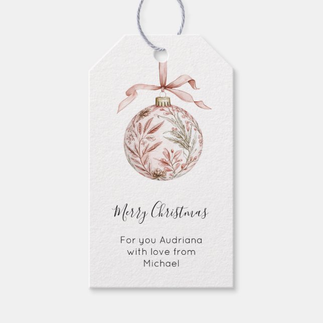 Étiquettes-cadeau Chic Pretty Pink Bow Christmas Ornament  (Devant)