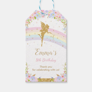 Étiquettes-cadeau Chic Rainbow Fairy Girl Anniversaire Merci Favoris