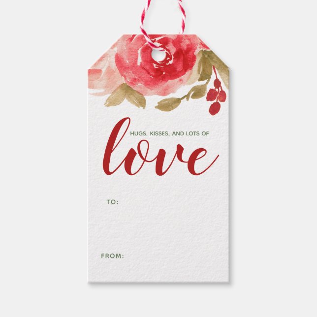 Étiquettes-cadeau Chic Roses Aimer Saint Valentin (Devant)