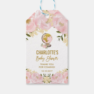 Étiquettes-cadeau Chic rougissent le bébé floral rose d'aventure d