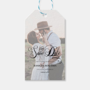 Étiquettes-cadeau Chic Script Faux Vellum Effet Photo Enregistrer La