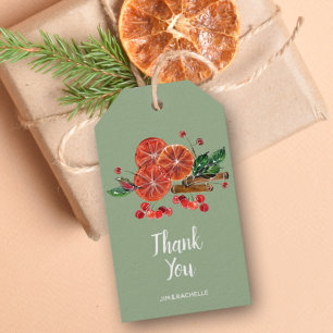 Étiquettes-cadeau Chic tranches d'orange et bâtonnets de cannelle au
