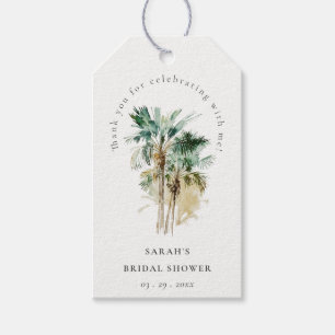 Étiquettes-cadeau Chic Tropical Aquarelle Palm Trees Fête des mariée