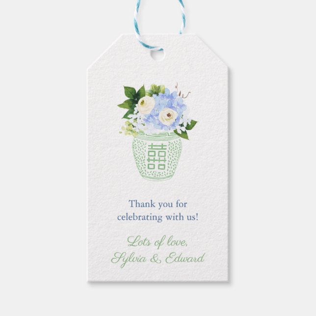 Étiquettes-cadeau Chic Vert Blanc Floral Genre Baby shower Neutre (Devant)