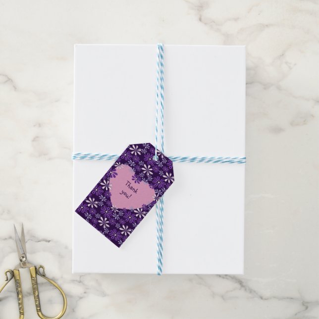 Étiquettes-cadeau Chic Violet Blush Merci coeur (Avec de laficelle)