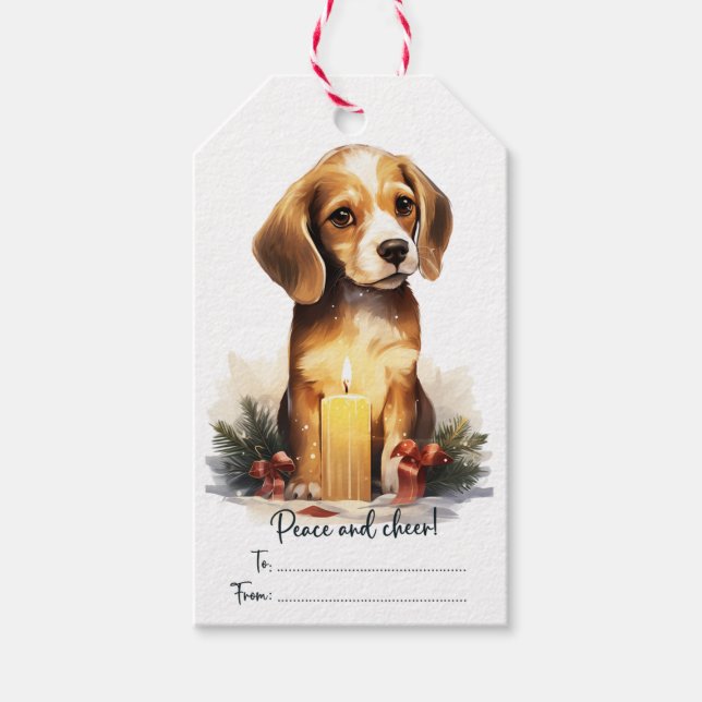 Étiquettes-cadeau Chien Beagle mignon (Devant)