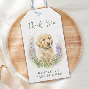 Étiquettes-cadeau Chien Chien Moderne Sage Vert Baby shower Merci