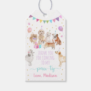 Étiquettes-cadeau Chien Chien rose Fille Paw-ty Anniversaire