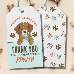 Étiquettes-cadeau Chien chiot Merci fête d'anniversaire