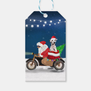 Étiquettes-cadeau Chien dalmate Noël Père Noël