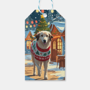 Étiquettes-cadeau Chien de berger d'Anatolie Noël Neige Fêtes