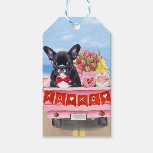Étiquettes-cadeau Chien de la Saint-Valentin (Devant)