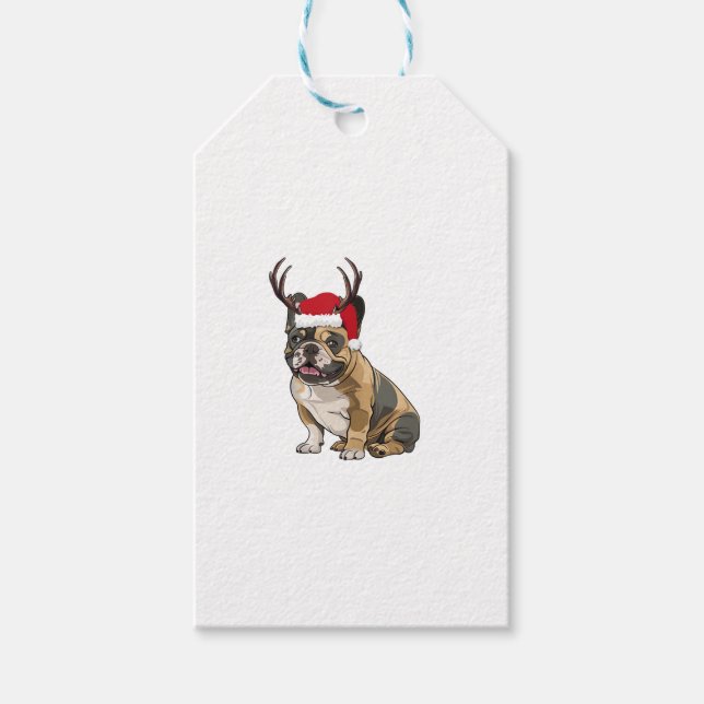 Étiquettes-cadeau Chien de Noël de Noël de Noël de Père Noël (Devant)