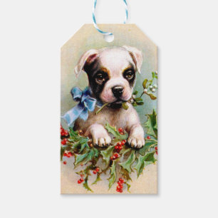 Étiquettes-cadeau Chien de Noël Vintage
