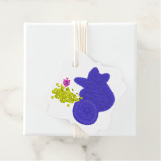 Étiquettes Cadeau Chien mignon avec toupie et gelt de Hanukkah