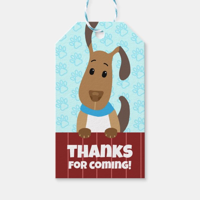 Étiquettes-cadeau Chien mignon sur clôture Pet d'adoption Pawprints  (Devant)