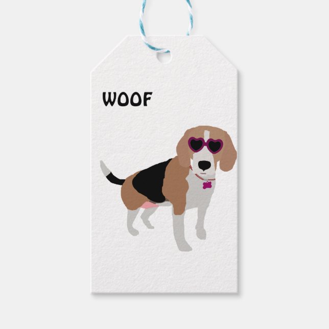 Étiquettes-cadeau Chien moderne beagle tri-couleur (Devant)