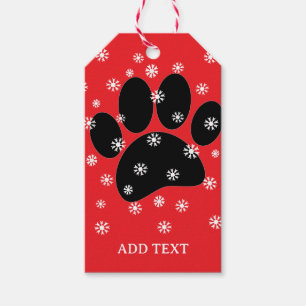 Étiquettes-cadeau Chien Pawprint Noël Neige Flakes Personnalisé
