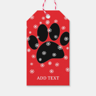 Étiquettes-cadeau Chien Pawprint Noël Neige Flakes Personnalisé