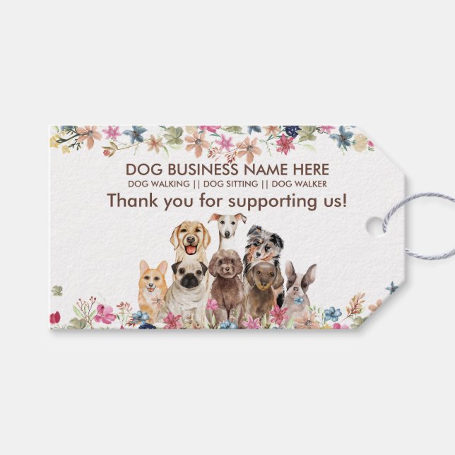 Étiquettes-cadeau Chien Walker Petsitter vétérinaire Merci (Devant (Horizontal))