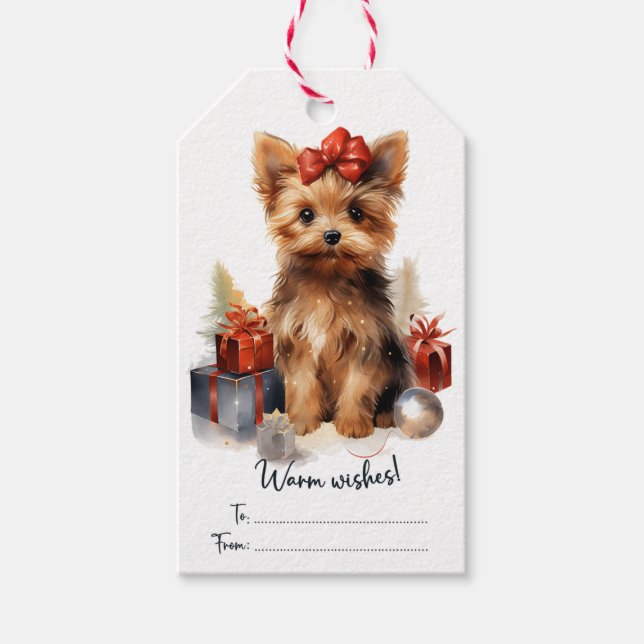 Étiquettes-cadeau Chien Yorkie mignon (Devant)