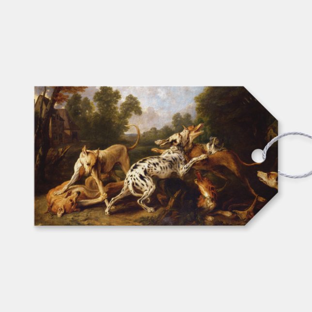 Étiquettes-cadeau Chiens combattant (par Frans Snyders) (Devant (Horizontal))