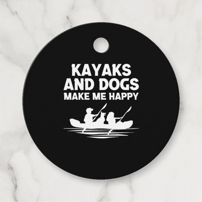 Étiquettes Cadeau Chiens de Kayaks (Devant)