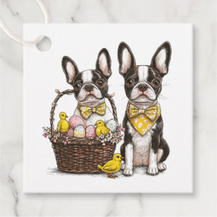 Étiquettes Cadeau Chiens de Pâques Boston Terrier