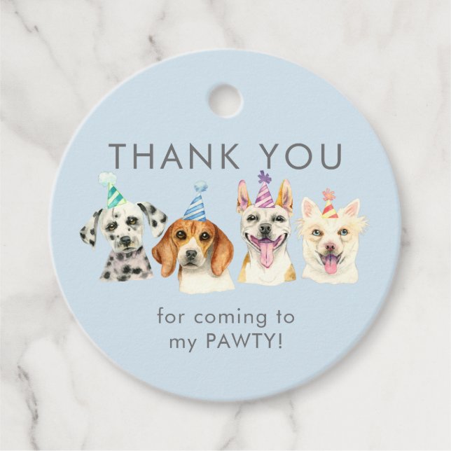 Étiquettes Cadeau Chiens pawty Aquarelle (Devant)