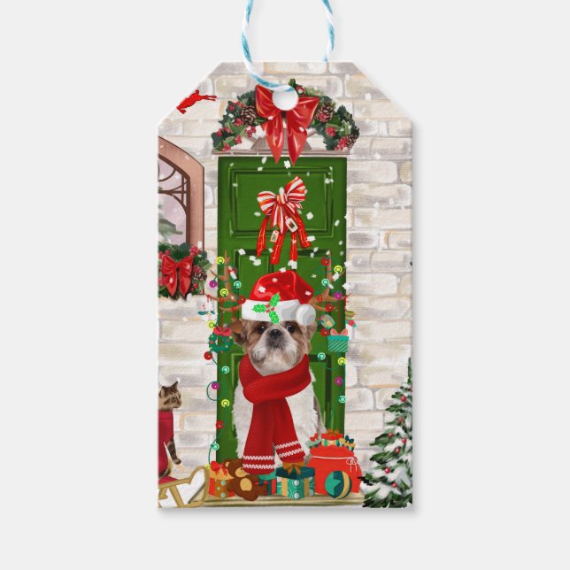 Étiquettes-cadeau Chih Tzu Chien Noël (Devant)
