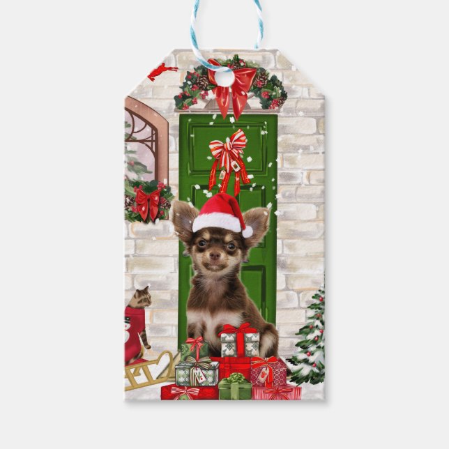 Étiquettes-cadeau Chihuahua Chien Noël (Devant)