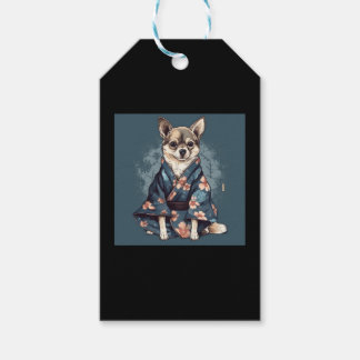Étiquettes-cadeau Chihuahua Cute Chig En Japonais Kimono Robe Illumi