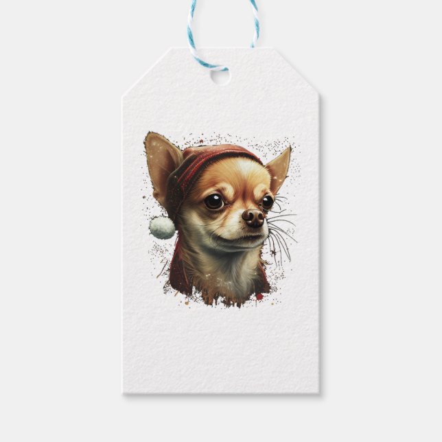 Étiquettes-cadeau Chihuahua Joyeux Noël X-Mas Tree Cute (Devant)