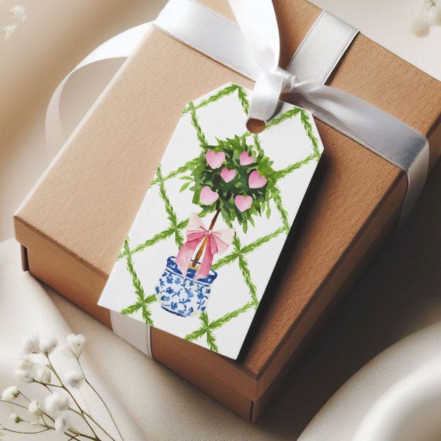 Étiquettes-cadeau Chinoiserie Coeurs opiaires Saint Valentin (Créateur téléchargé)