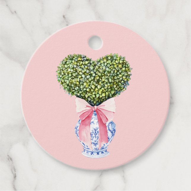 Étiquettes Cadeau Chinoiserie Heart Topiary Valentine (Devant)